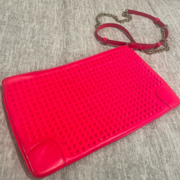 Christian Louboutin Loubiposh Studded Pink Clutch or Shoulder Bag - Picture 3 of 14